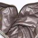 PRADA Hand Bag Leather Gray Gold Auth ka6590V-23