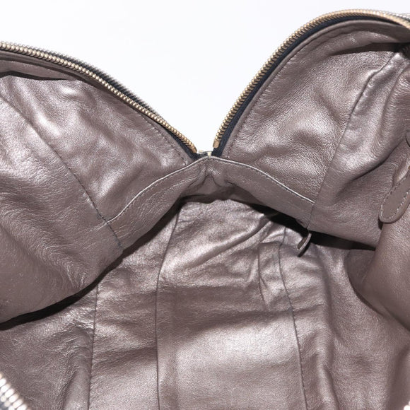 PRADA Hand Bag Leather Gray Gold Auth ka6590V