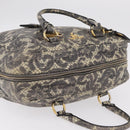 PRADA Hand Bag Leather Gray Gold Auth ka6590V-6