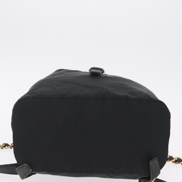 PRADA Backpack Nylon Black Gold Auth ka6591