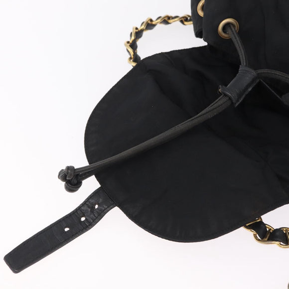 PRADA Backpack Nylon Black Gold Auth ka6591