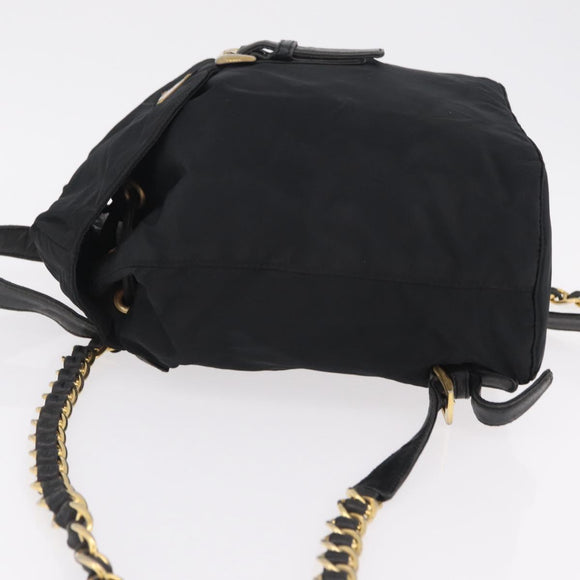 PRADA Backpack Nylon Black Gold Auth ka6591