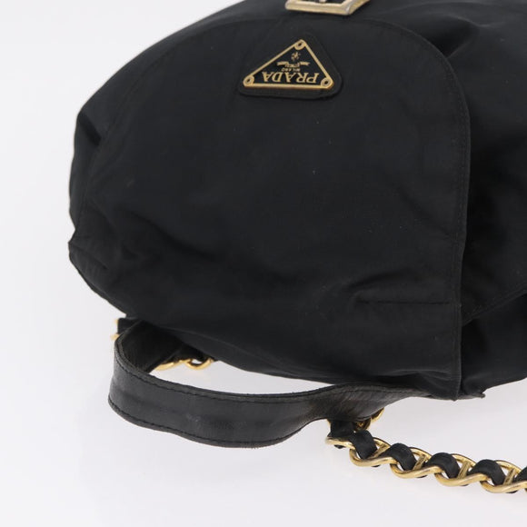 PRADA Backpack Nylon Black Gold Auth ka6591