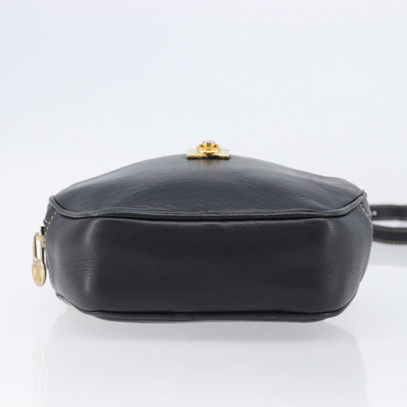 CELINE Shoulder Bag Leather Black Gold Auth ka6592