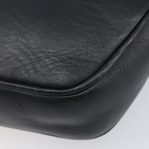 CELINE Shoulder Bag Leather Black Gold Auth ka6592