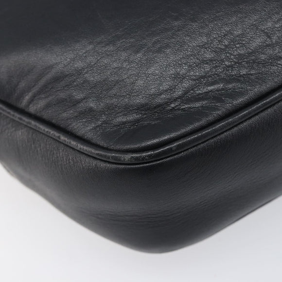 CELINE Shoulder Bag Leather Black Gold Auth ka6592
