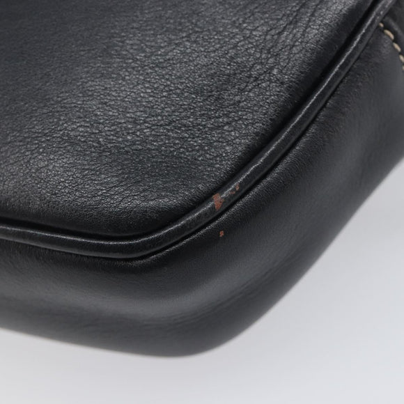 CELINE Shoulder Bag Leather Black Gold Auth ka6592