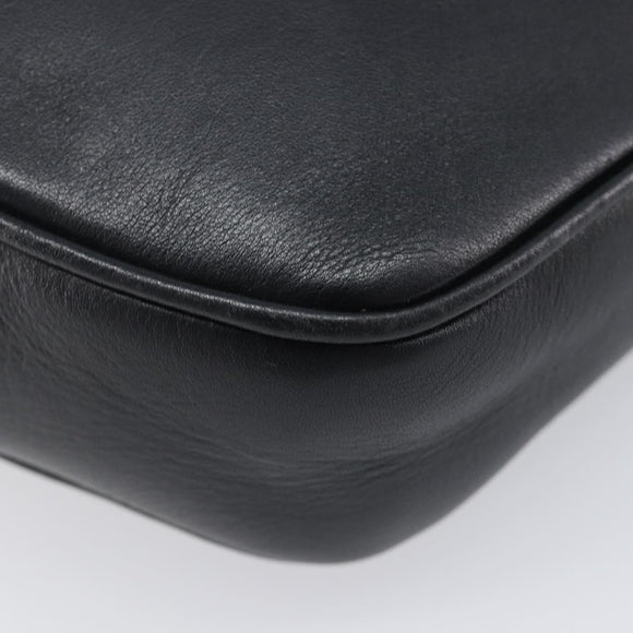 CELINE Shoulder Bag Leather Black Gold Auth ka6592