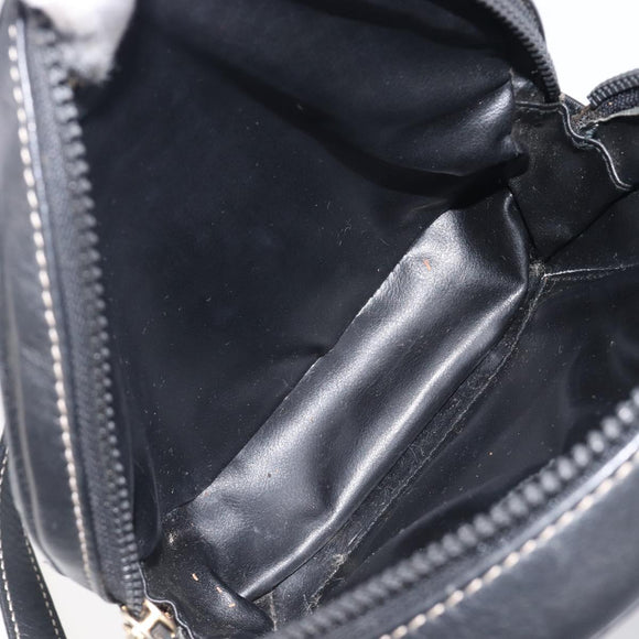 CELINE Shoulder Bag Leather Black Gold Auth ka6592