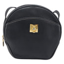 CELINE Shoulder Bag Leather Black Gold Auth ka6592-2