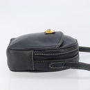 CELINE Shoulder Bag Leather Black Gold Auth ka6592-4
