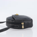 CELINE Shoulder Bag Leather Black Gold Auth ka6592-5