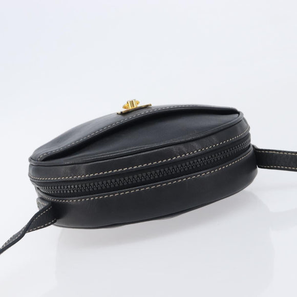 CELINE Shoulder Bag Leather Black Gold Auth ka6592