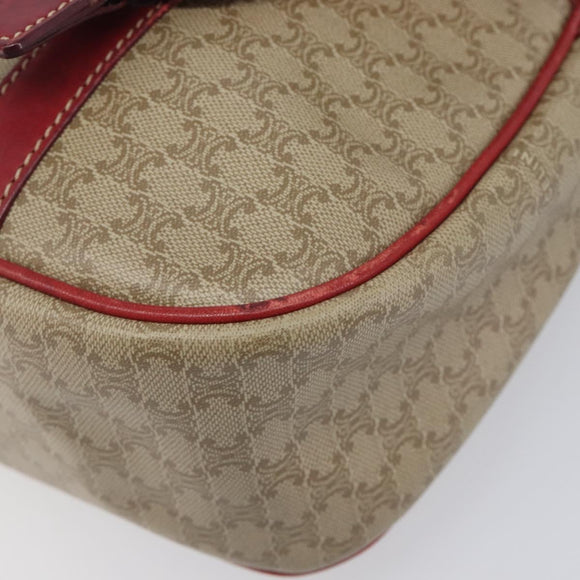 CELINE Macadam Canvas Shoulder Bag PVC Beige Gold Auth ka6594