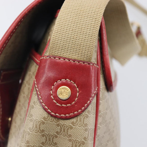 CELINE Macadam Canvas Shoulder Bag PVC Beige Gold Auth ka6594