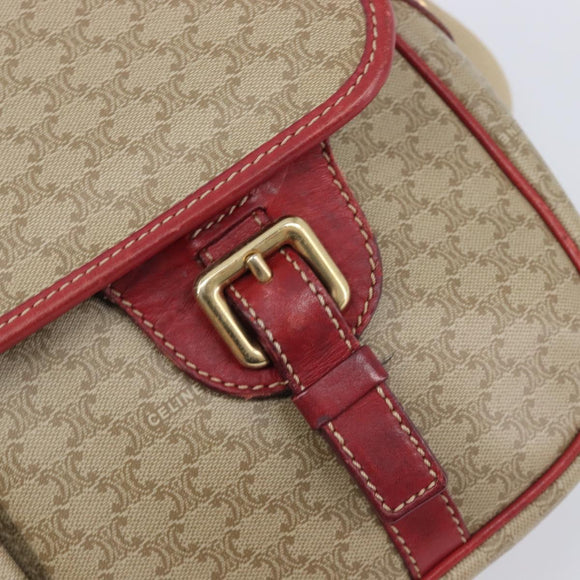 CELINE Macadam Canvas Shoulder Bag PVC Beige Gold Auth ka6594