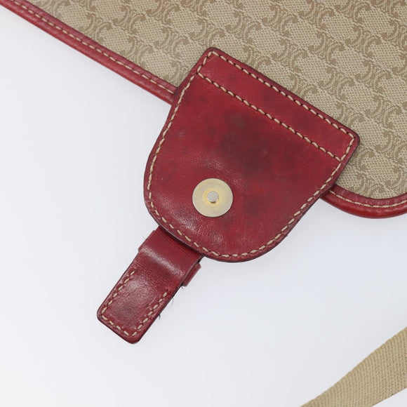 CELINE Macadam Canvas Shoulder Bag PVC Beige Gold Auth ka6594