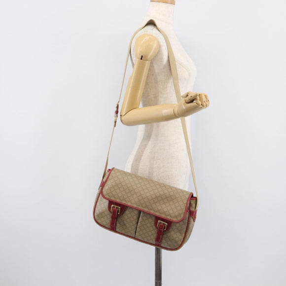 CELINE Macadam Canvas Shoulder Bag PVC Beige Gold Auth ka6594