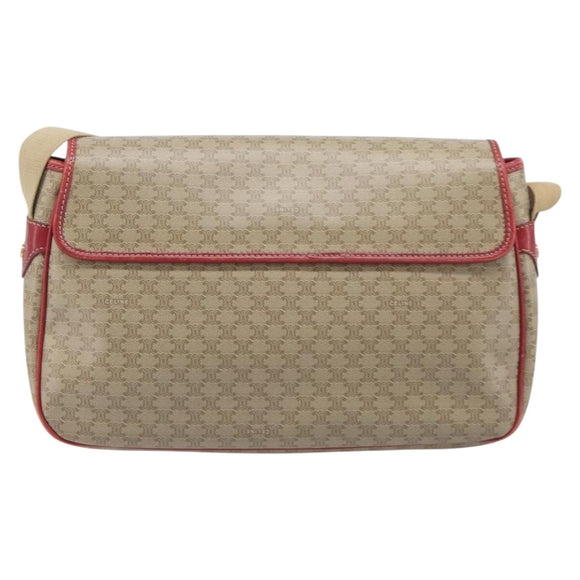 CELINE Macadam Canvas Shoulder Bag PVC Beige Gold Auth ka6594