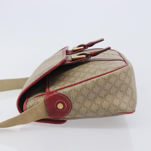 CELINE Macadam Canvas Shoulder Bag PVC Beige Gold Auth ka6594