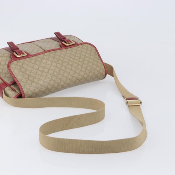 CELINE Macadam Canvas Shoulder Bag PVC Beige Gold Auth ka6594