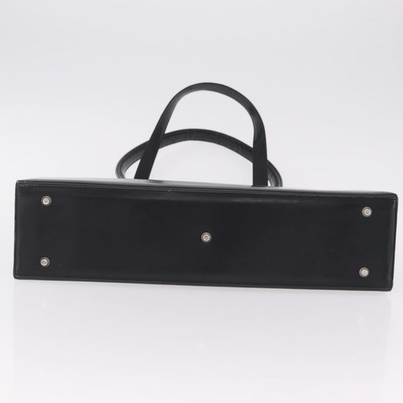 BURBERRY Tote Bag Leather Black Silver Auth ka6595