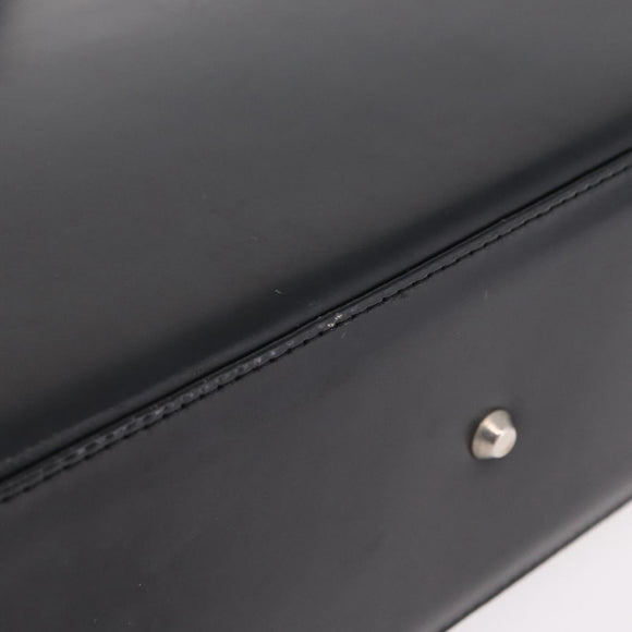 BURBERRY Tote Bag Leather Black Silver Auth ka6595