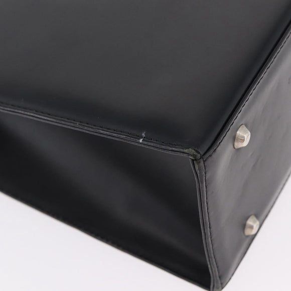 BURBERRY Tote Bag Leather Black Silver Auth ka6595