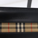 BURBERRY Tote Bag Leather Black Silver Auth ka6595-18