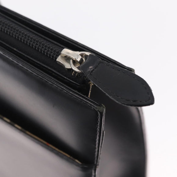 BURBERRY Tote Bag Leather Black Silver Auth ka6595