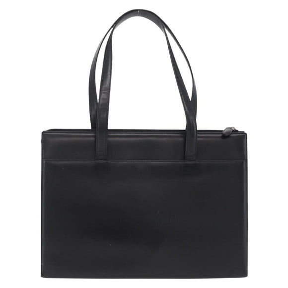 BURBERRY Tote Bag Leather Black Silver Auth ka6595