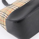 BURBERRY Nova Check Hand Bag Canvas Beige Gold Auth ka6596A-14