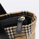 BURBERRY Nova Check Hand Bag Canvas Beige Gold Auth ka6596A-10