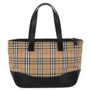 BURBERRY Nova Check Hand Bag Canvas Beige Gold Auth ka6596A-2
