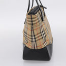 BURBERRY Nova Check Hand Bag Canvas Beige Gold Auth ka6596A-4