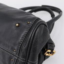 Chloe Paddington Hand Bag Leather Black Gold Auth ka6597V-10