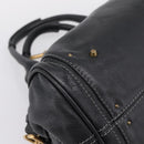Chloe Paddington Hand Bag Leather Black Gold Auth ka6597V-11