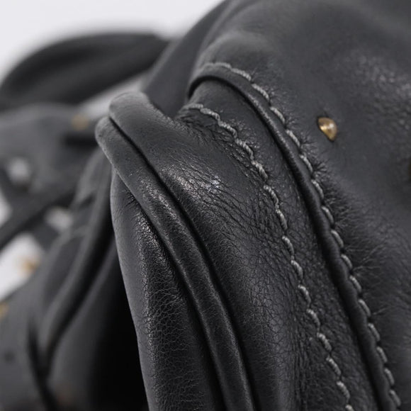 Chloe Paddington Hand Bag Leather Black Gold Auth ka6597V