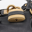 Chloe Paddington Hand Bag Leather Black Gold Auth ka6597V-16