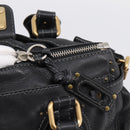 Chloe Paddington Hand Bag Leather Black Gold Auth ka6597V-18