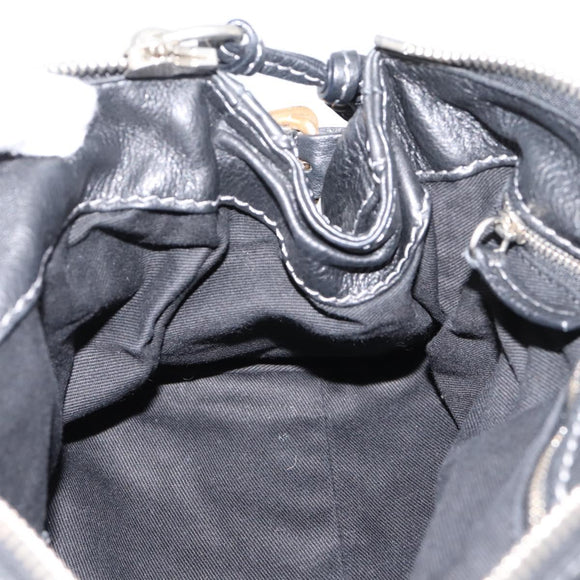 Chloe Paddington Hand Bag Leather Black Gold Auth ka6597V