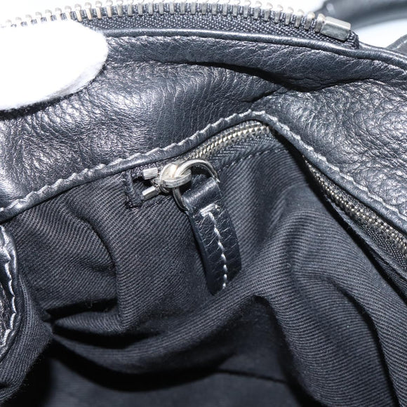 Chloe Paddington Hand Bag Leather Black Gold Auth ka6597V