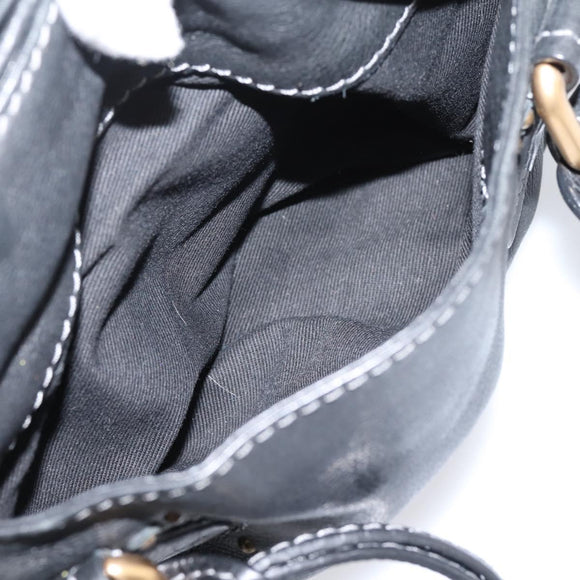 Chloe Paddington Hand Bag Leather Black Gold Auth ka6597V