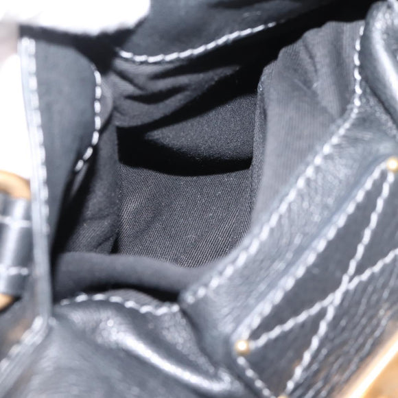 Chloe Paddington Hand Bag Leather Black Gold Auth ka6597V