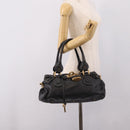 Chloe Paddington Hand Bag Leather Black Gold Auth ka6597V-28