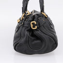 Chloe Paddington Hand Bag Leather Black Gold Auth ka6597V-5