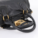 Chloe Paddington Hand Bag Leather Black Gold Auth ka6597V-7