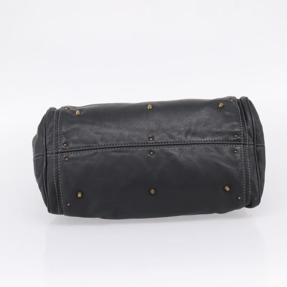 Chloe Paddington Hand Bag Leather Black Gold Auth ka6597V