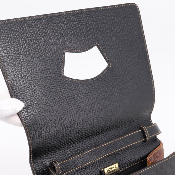 LOEWE Barcelona Hand Bag Leather 2way Black Auth ka6598V