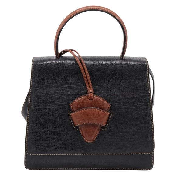LOEWE Barcelona Hand Bag Leather 2way Black Auth ka6598V